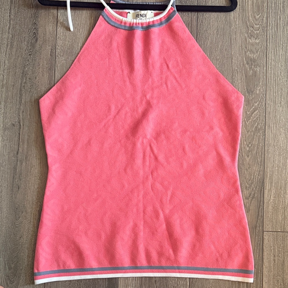 Fendi Coral Halter Tank Top